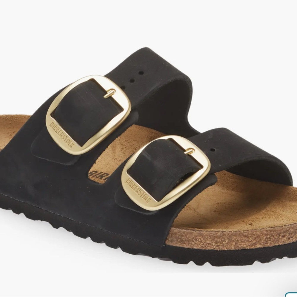 Birkenstock Arizona big buckle nubuck soft footbed 38 narrow Black Sandals - Picture 9 of 10